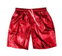 ene Men's Metallic Shiny Sparkly Hot Shorts with Drawstring Pockets Camouflage Trousers, red, XL