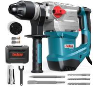 ENEACRO 1-1/4 Inch SDS-Plus 13 Amp Heavy Duty Rotary Hammer Drill, Safety Clutch 4 Functions with Vibration Control Including Grease, Chisels and Drill Bits with Case