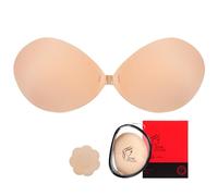 ENEChuoLi Strapless Bra Backless Adhesive Silicone Stick-on Seamless Push-up Invisible Bra for Low Back Dresses Wedding Gowns Prom Formal Events