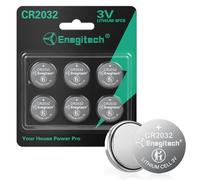 Enegitech CR2032 Batteries, 2032 Lithium 3V Coin Battery, 6Pack