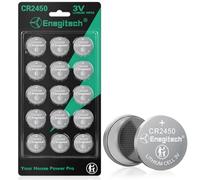 Enegitech CR2450 Lithium Coin Batteries Button 2450 3V for Use in Key Fobs, Scales, and Temperature Sensors, Hygrometers, Remote Controls, Electronic Scales, Digital Clocks, Smart Meters (15 Pack)