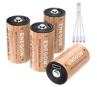 ENEGON 4-Pack Rechargeable C/LR14 Li-ion Batteries, 1.5V 7200mWh with 4-In-1 USB-C Cable, Perfectly Compatible with Flashlights, CD Players, Camping/Emergency Lights, Radios, Children's Toys etc.