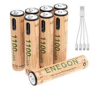 ENEGON 8-Pack Rechargeable AAA Lithium Batteries, 1100mWh 1.5V with 4-in-1 USB-C Cable, ideal for Ear thermometers, Digital kitchen scales, Locomotive Train Toy and more devices.