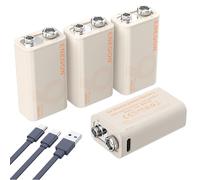 ENEGON 9V Rechargeable Battery,9000mWh High Capacity Lithium Batteries, with USB-C Fast Charging Cable, Ideal for Smoke Detectors, Microphone, Alarms, Toys, Torches, Medical Devices etc,4-Pack