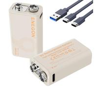ENEGON 9V Rechargeable Battery,9000mWh High Capacity Lithium Batteries, with USB-C Fast Charging Cable, Ideal for Smoke Detectors, Microphone, Alarms, Toys, Torches, Medical Devices etc,2-Pack