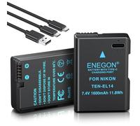 ENEGON EN-EL14/EN-EL14a Type C Charger Port Batteries 1600mAh Compatible with Nikon DSLR D3100, D3200, D3300, D3400, D3500, D5100, D5200, D5300, D5500, D5600, DF Coolpix P7 0000, P7100, P7700, P7800