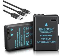 ENEGON EN-EL14/EN-EL14a Type C Charging Port Battery 1600mAh for Nikon D5600 D5100 D5200 D5300 D5500 D3100 D3200 D3300 D3400 D3500 Coolpix P7000 P7100 P7200 P7700, P7800.