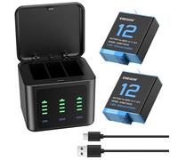 ENEGON Hero 12 11 10 9 Battery 1800mAh 2 Pack Rechargeable Li-Ion Battery and Dual Smart LCD Port Charger for Gopro Hero 12 11 10 9 Black Action Camera Battery Chargers