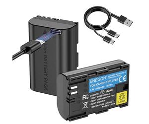 ENEGON LP-E6/LP-E6N USB-C Direct Charging Replacement Batteries 2000 mAh (Twin Pack) for Canon LP-E6 Battery, Compatible with Canon Eos 5D/5D Mark III/5D Mark IV, Canon Eos 6D/6d Mark II, Canon Eos