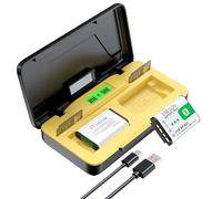 ENEGON NP-BX1 Battery (2 x 1380 mAh) + LCD Charger with Storage (SD) for Sony NP-BX1 and ZV-1/ZV-1 II, DSC-RX100, DSC-RX100 VII/VI/V/IV/III/II/VA (M7-M2), HDR-CX405, FDR-X3000, HX300