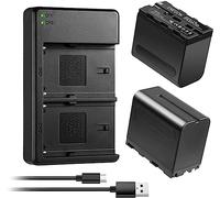 ENEGON NP-F970 Battery and Dual Rapid Charger for Sony NP-F970 NP-F960 NP-F950 NP-F930 NP-F550 NP-F570 NP-F750, DCR-VX2100, DSR-PD150, DSR-PD170, FDR-AX1, HDR-FX1, HDR-FX1000,HVL-LBPB,HVR-V1U,HVR-Z1P