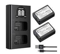 ENEGON NP-FW50 Batteries (2 x 1300 mAh) + Dual Input Intelligent LCD Charger - High Capacity Kit Compatible with Sony Alpha ZV-E10, A6500, A6400, A6300, A6000, A7, A7S, A7S II, A5100, A5000