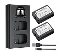 ENEGON NP-FW50 Battery(2 * 1300mAh) and LCD Charger Kit for Sony ZV-E10, A6400, A5000, A6000, A6300, A6500; Alpha 7, A7, A7II, A7R, A7RII, A7S, A7SII; NEX 3/5/6/7/SLT-A Series