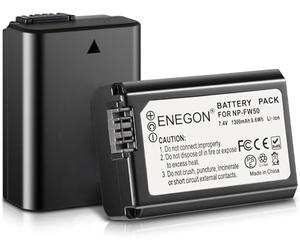 ENEGON NP-FW50 Replacement Battery 1300mAh for Sony ZV-E10, A6000, A5100, A5000, A6300, A6500, A6400; Alpha 7, A7, A7II, A7R, A7RII, A7S, A7SII;RX10 NEX-3/5/7 Series,2-Pack