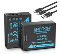 ENEGON NP-W126 NP-W126S Type C Charging Port Battery(2 * 1500mAh) for Fujifilm X100V, X100VI, X100F, XT30II, XT30, XT20,XT10, XS10, XA1,XA2,XA3, X-T1/2/3, X-Pro1/2/3, X-M1, XE1/2/3/4