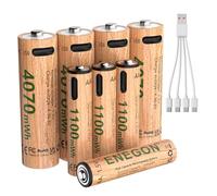 ENEGON Rechargeable Lithium 4xAA and 4xAAA Batteries,1.5V 4070mWh with 4-in-1 USB-C Cable,Ideal for Remote control, Electronic scale, Ear thermometer, Game controller and more.