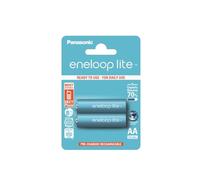 eneloop Lite, AA/Mignon, Rechargeable Battery, Pack of 2, Capacity of 950 mAh, Ready-to-Use Ni-MH Batteries, 3000 Recharge Cycles, Plastic Free Packaging, Lite, Blue, Ideal for Dect Phones