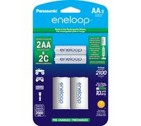 Eneloop Panasonic K-KJS2MCA2BA C Size Battery Adapters AA 2100 Cycle Ni-MH Pre-Charged Rechargeable Batteries 2 Pack with 2 C Adapters