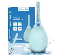 Enema Bulb Anal Douche Kit - with Shower Connect, 245ml Silicone Enema for Personal Hygiene & Refreshing Rinse, Anti-Backflow Valve & 7-Hole Nozzle, Filter Attachment Included (Light Blue)