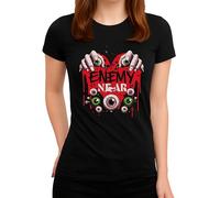 Enemy Near Urban Design - Horror Eyes Graphic, Scary Street Art Motif, Dark Style, Trend Look Women's T-Shirt, black, XXL