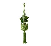 ENEN 2 Pack Macrame Plant Hanger Indoor Wall Hanging Plant Pot Holder, Nordic Handmade Boho Rope Hanging Basket for House Plants, Wall Mounted Net Bag Storage for Bedroom Balcony (Green,2 Pack)