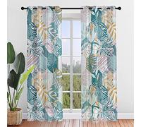 ENEN 2 Piece Voile Curtains for Living Room, 3D Colourful Elephants Pattern Voile Curtain,Net Long Curtains for Windows & Door,Sheer Curtains Semi Transparent Voile Panel (Rainbow,132x160cm)
