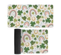 ENEN 3D Four Leaf Clover Gaming Mouse Pad, Long Computer Keyboard Mouse Mat, Non-Slip Mousepad with Rubber Base, Washable, Desk Pad Laptop for Home Office Work (Rainbow,30x80cm)