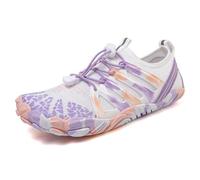 ENEN Barefoot Shoes for Womens Mens, Grounding Water Shoes Size 5-8.5 Beach Swimming Socks Wide Fit Non-Slip Lightweight for Swimming Pool Beach Snorkeling Diving Lake (8.5,K081 White Purple)