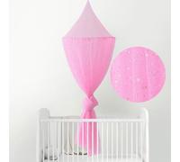 ENEN Bed Canopy for Girls Baby Mosquito Net for Bed Round Dome Canopy for Bedroom Kids Canopy Bed Curtains for Reading Corner Bed Room Nursery Baby Crib Decorations (Light Pink)