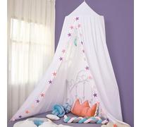 ENEN Bed Canopy for Girls & Boys, Mosquito Net for Bed Round Dome Canopy for Bedroom Kids Canopy Bed Curtains for Reading Corner Bed Room Nursery Baby Crib Decorations (Classic White)