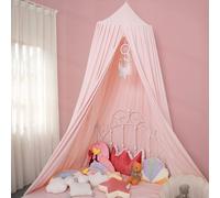 ENEN Bed Canopy for Girls & Boys, Mosquito Net for Bed Round Dome Canopy for Bedroom Kids Canopy Bed Curtains for Reading Corner Bed Room Nursery Baby Crib Decorations (Blush Pink)