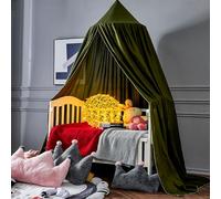 ENEN Bed Canopy for Girls, Mosquito Net for Bed Round Dome Canopy for Bedroom Kids, Canopy Bed Curtains for Reading Corner Bed Room Nursery Room Baby Crib Decorations (Olive Green)