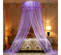 ENEN Bed Canopy Mosquito Net, Bed Canopy Round Dome Soft Skin-Friendly Canopy Bed Curtains Dome Hanging Bed Tent Fly Canopy Mosquito Nets for Decorations Reading Room (Purple)