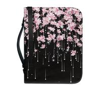 ENEN Bible Cover Tote Bag, Cherry Blossoms Pattern Bible Bag Bible Cover Case Waterproof PU Leather Large Bible Case/Bible Bags with Handle, Zip & Pen Storage (Shining,23.4x16cm)