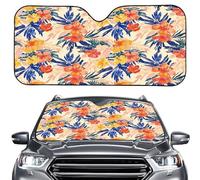 ENEN Car Sun Shade for Windshield, 3D Flower Print Car Sunshade Front Window, Foldable Dashboard Sun Protector, Interior Shield for Sedan Hatchback SUV Truck (Blue-Pink-Yellow,145x69.5cm)