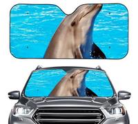 ENEN Car Sun Shade for Windshield, Reflective Aluminum Foil Foldable Car Sunshade Front Window, Truck Dashboard Sun Protector, Printed Interior Shield (Dolphin Pattern 10,145x69.5cm)