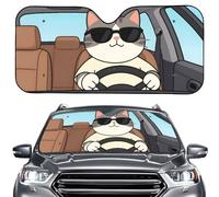 ENEN Car Sun Shade for Windshield, Reflective Aluminum Foil Foldable Car Sunshade Front Window, Truck Dashboard Sun Protector, Printed Interior Shield (Cartoon A-4,145x69.5cm)