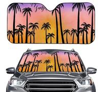 ENEN Car Sun Shade for Windshield, Reflective Aluminum Foil Foldable Car Sunshade Front Window, Truck Dashboard Sun Protector, Printed Interior Shield (Palm Tree Pattern 3,145x69.5cm)