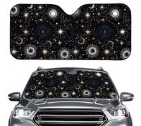 ENEN Car Sun Shade for Windshield, Reflective Foldable Car Sunshade Front Window, SUV Truck Dashboard Sun Protector, Printed Interior Shield,Stars Moon Print (Stars,ONESIZE)