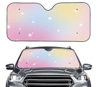 ENEN Car Sun Shade for Windshield, Reflective Foldable Car Sunshade Front Window, SUV Truck Dashboard Sun Protector, Printed Interior Shield,Stars Moon Print (Gradient,ONESIZE)