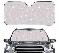 ENEN Car Sun Shade for Windshield, Reflective Foldable Car Sunshade Front Window, SUV Truck Dashboard Sun Protector, Printed Interior Shield,Stars Moon Print (Light gray,ONESIZE)