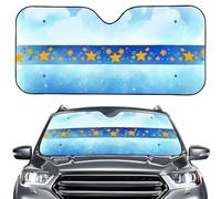 ENEN Car Sun Shade for Windshield, Reflective Foldable Car Sunshade Front Window, SUV Truck Dashboard Sun Protector, Printed Interior Shield,Stars Moon Print (Blue sky,ONESIZE)