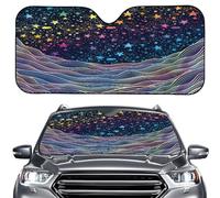 ENEN Car Sun Shade for Windshield, Reflective Foldable Car Sunshade Front Window, SUV Truck Dashboard Sun Protector, Printed Interior Shield,Stars Moon Print (Multicolored,ONESIZE)