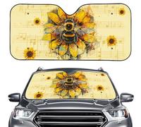 ENEN Car Sun Shade for Windshield, Reflective Foldable Car Sunshade Front Window, SUV Truck Dashboard Sun Protector,Bee Printed Interior Shield (sunflower,ONESIZE)