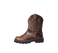 ENEN Cowboy Boots for Women Brown Wide Calf Size 5.5-9 Slip-on Mid Calf Cowgirl Boot Comfortable Chunky Heel Embroidered Western Wedding Shoes Country Music Vintage Cow Boy Booties (Coffee,5.5)
