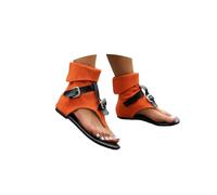 ENEN Cowboy Boots for Women Mid Calf Size 3.5-9 Sandals for Women Thong Summer Open Toe Sandals Boots Pull On Flip Flop Comfortable Vintage Cow Boy Booties Casual outings (Red,5)