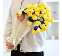 ENEN Crochet Flower Bouquet Blanket, Crochet Flowers Rose Bouquet Blanket Handmade, Soft and Lightweight Romantic Rose Floral Throw for Couch, Sofa and Bed Home Decor (Yellow roses,80cm)