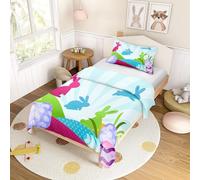 ENEN Easter Bunny Kids Single Duvet Cover with Pillow Case, Girls Boys Duvet Cover Set, Comfortable Single Bedding Sets, Single Bed Duvet Cover for All Season (90x190cm,Multi-coloured)