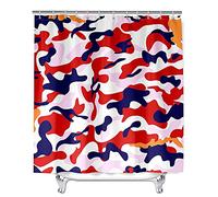 ENEN Enhome Shower Curtain Anti-Mould Waterproof Durable 3D Fashion Camouflage Pattern Decorative Polyester Curtains with 12 Hooks, Privacy Protection for Bathroom (Red,180x180cm)