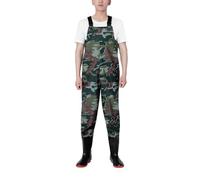 ENEN Fishing Waders for Men Women with Boots, Lightweight Waterproof PVC Bootfoot Thigh Wader with Adjustable Suspenders for Fly Coarse Carp Fishing Gardening Farming (Camouflage Green,4 UK)